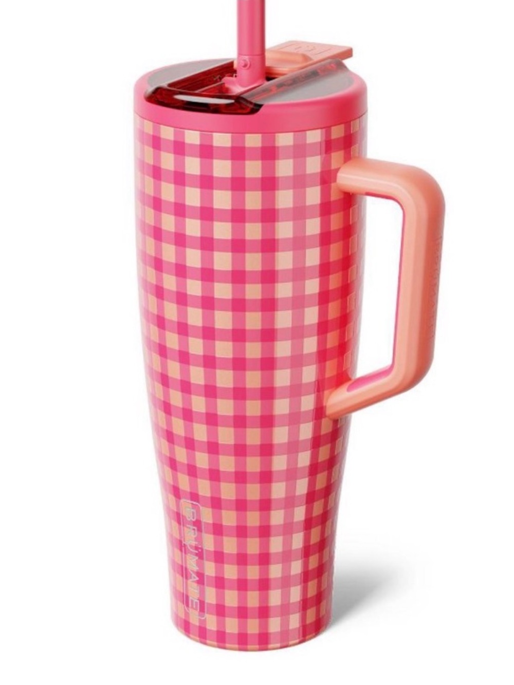 Brumate 40 oz Peach Gingham era flip straw tumbler